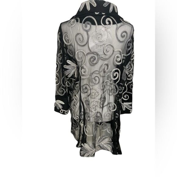 parsley and sage black and white embroidered blazer tunic shear nwt large - Picture 3 of 11